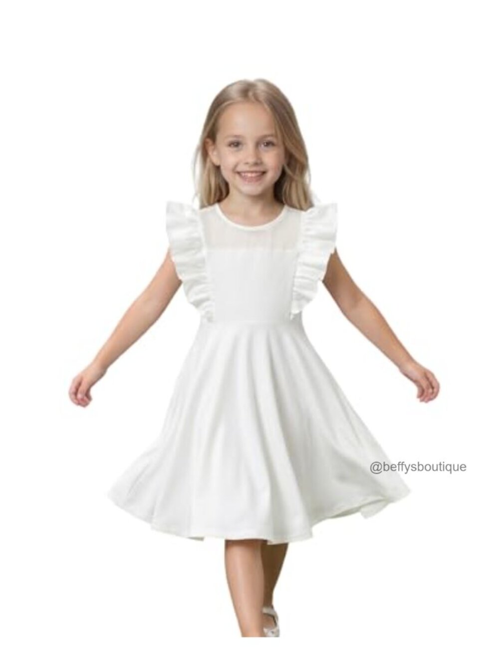 Girls Ruffle Lace Mesh A-Line Dress Summer Party Sleeveless